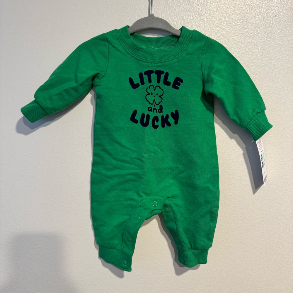 Carter's Green Footies One Piece with Little Lucky Design